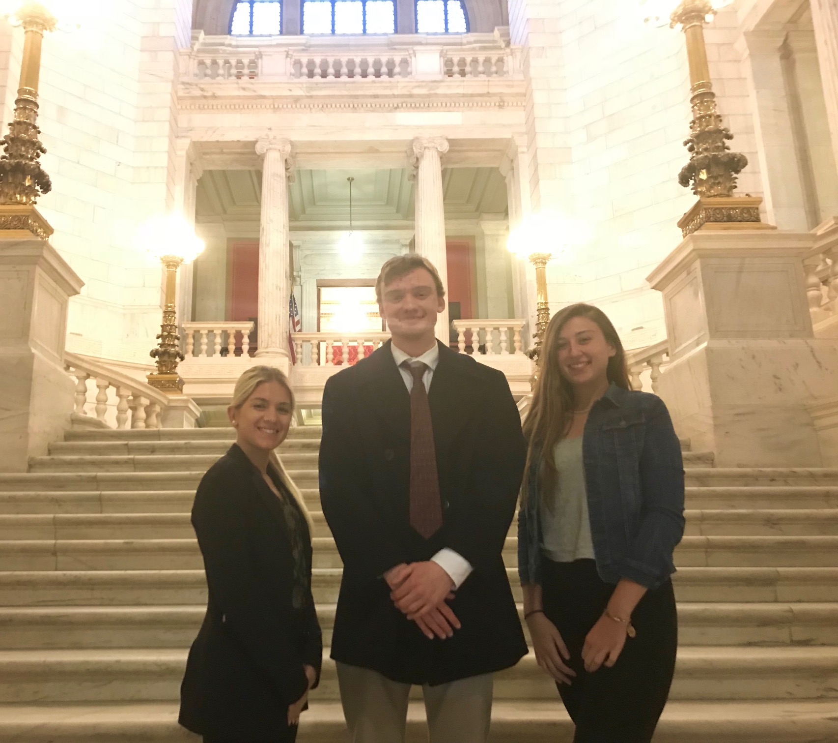 Rhode Island_CleanWaterAction_CWA interns Nicole, Alex, and Erin visit the RI State House for a bill hearing earlier this session