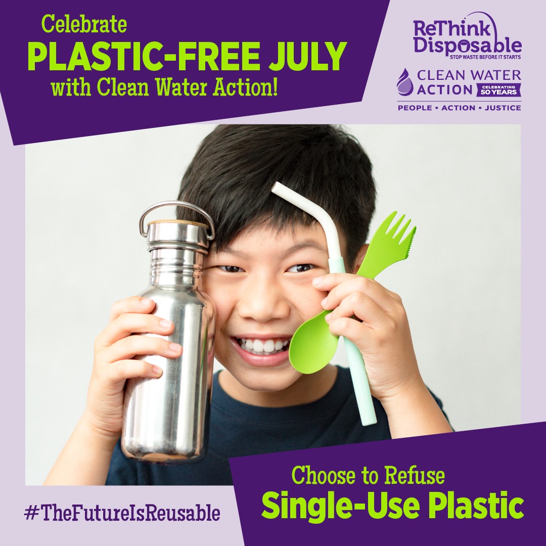 Plastic Free July 2022-ReThinkDisposable-Boy Holding Reusable Items