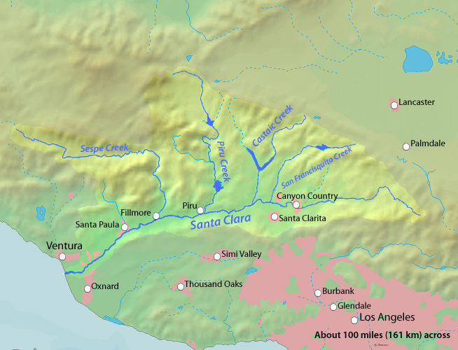 map of the Santa Clara river