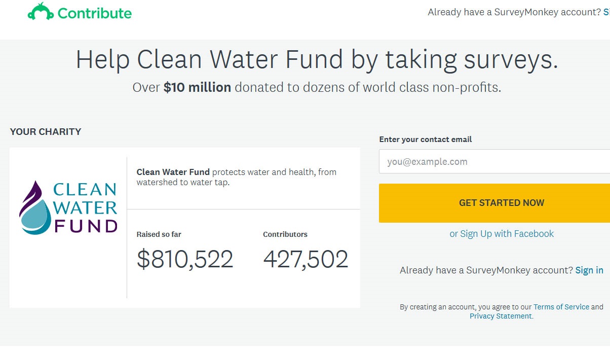 Raise funds for Clean Water by taking surveys!