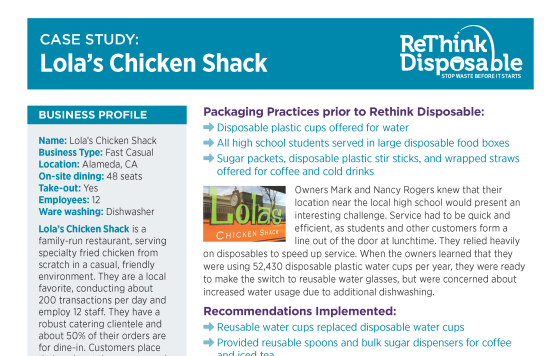 ReThink Disposable Case Study, Lola's Chicken Shack | Page 1